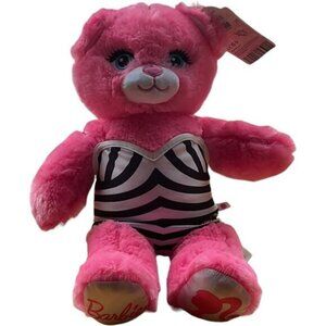 Build-A-Bear Barbie Pink Plush Teddy Bear In Striped Swimsuit 2003 15"